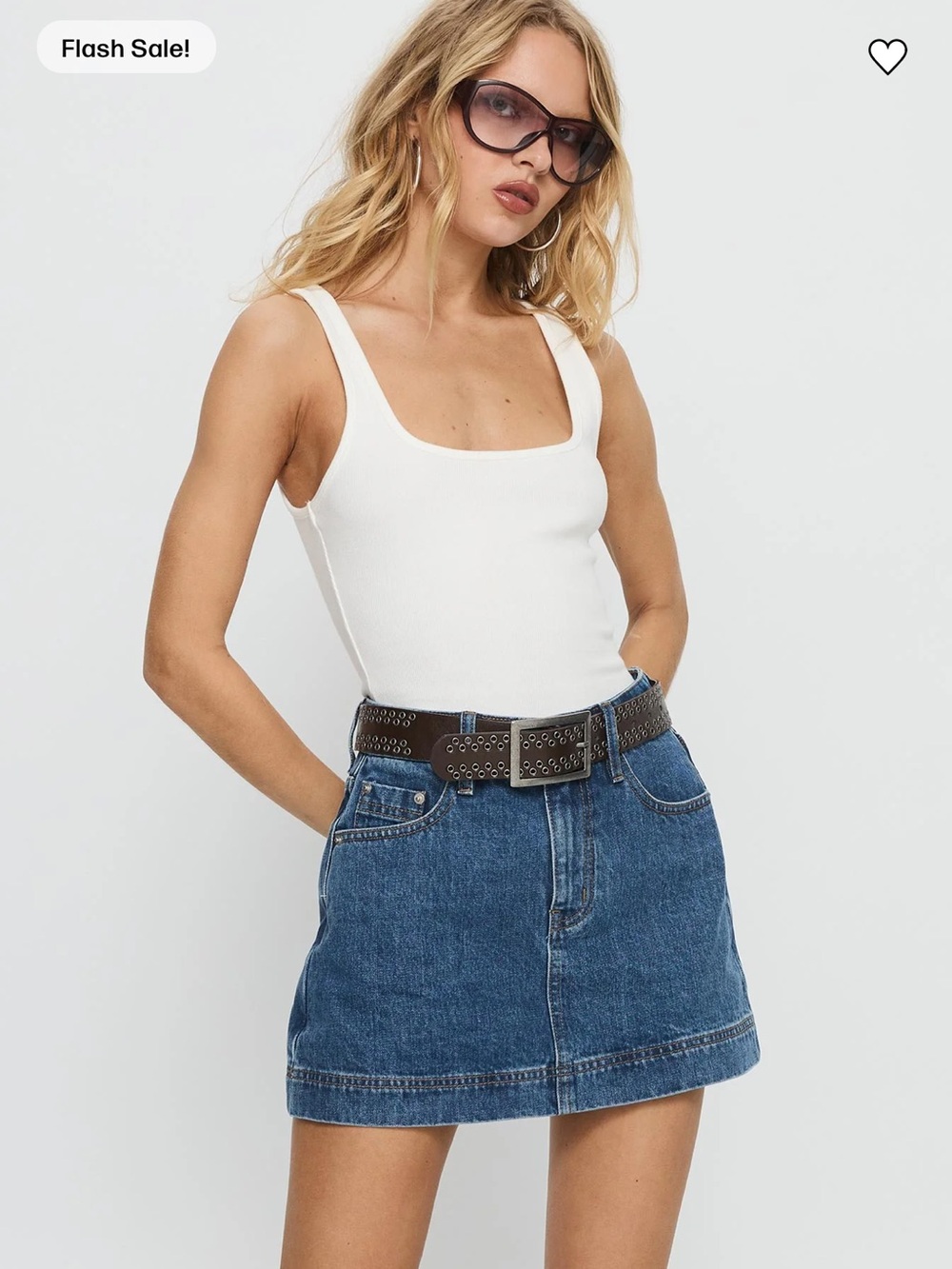 Princess Polly Gazelle Denim Mini Skort In Mid Wash